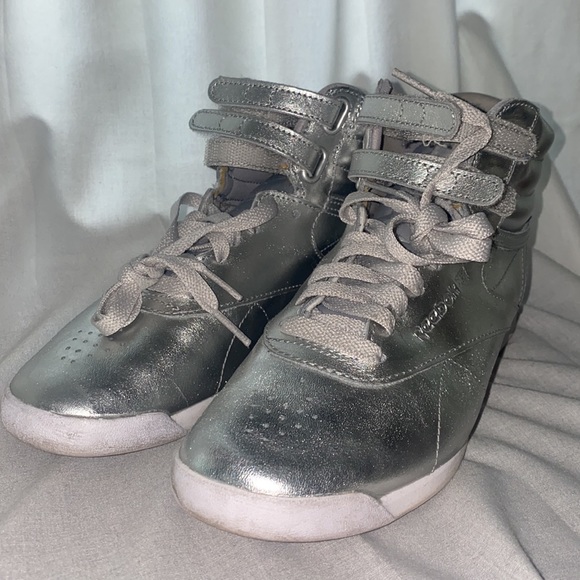 Silver Reebok High Tops - Picture 2 of 7
